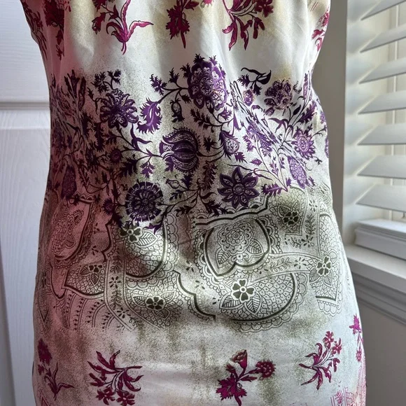 Xhilaration Paisley Satin Sequins Trim Camisole Tank Top - Picture 7 of 9